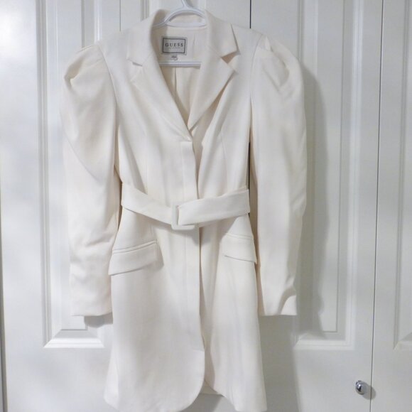 GUESS off white cream blazer overcoat with padded puffy shoulders - Picture 1 of 16